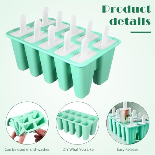 HOODANCOS Molde de Silicona para Helados con Cavidades Herramienta para Hacer Polos Caseros Ecológico y Seguro Color Verde Paraogur y Cubitos de Hielo Apto para DIY Verano