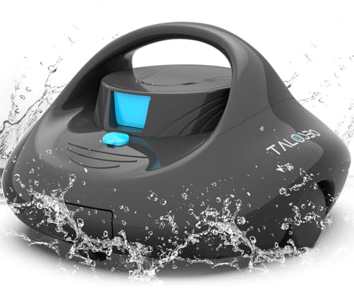 TALOSBO Pleco Se Aspirateur Piscine Hors Sol, 130 Min de Nettoyage Puissant, Charge Rapide en 2,5h, Moteurs à Double Entraînement, Idéal pour Robot Piscine Plat Jusqu'à 85 m²