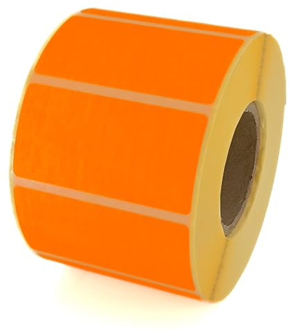 MD Labels Fluorescerande orange klistermärken 60 x 30 mm i rulle - 1000 st - Självhäftande etiketter för kontor, lager och frakt