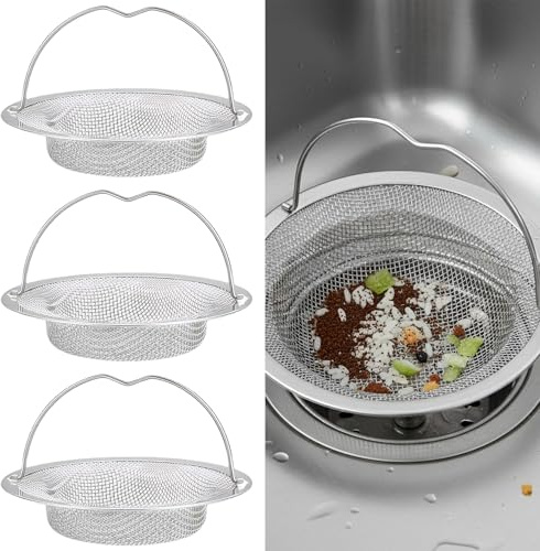 Sieb Für Spülbecken, 3PCS Edelstahl Abflusssieb Küchenspüle, Rostfreies Spülbecken Sieb Für Effektive Filterung, Praktisches Set Für Haushalt