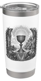 Saint Graal Légende arthurienne Calice Sacré Art Ligne Art Gobelet isotherme en acier inoxydable double paroi