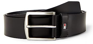 Tommy Hilfiger Uomo Cintura New Denton 4.0 Belt Cintura in Pelle, Nero (Black), 80 cm