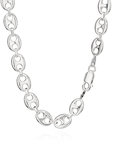 NKlaus 55cm Kaffeebohnenkette 925 Silber elegante Halskette besondere Breite: 9,0mm Collier 34g schwer 5264