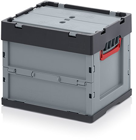 Auer Packaging professionell hopfällbar låda 40 x 30 x 32 med lock – praktisk campinglåda förvaringsbox garage fiske loppmarknad camping