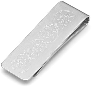 STERLL Sólido Clip Para Dinero De Plata 925 Sin Níquel Con Diseño Grabado Duradero