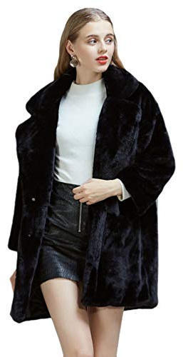 GladiolusA Damen Faux Pelz Mäntel Pelzmantel Felljacke Warme Plüschmantel Kunstpelz Coats Faux Kunstfell Overcoat Winter Thick Outerwear Schwarz XS