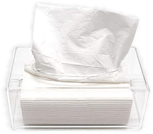 Acrylic Tissue Box, Clear Tissue Holder Rectangular Tissue Dispenser Dryer Sheet Holder Napkin Dispenser for Laundry Room, Bathroom, Home, Office, Kitchen and Car
