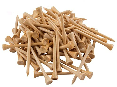 LOVMEAD Golf Tees Bambus 70mm Set Wert 120 Stück, Lang Holz Golftee Hartholz Driver Range Natürliche, Langlebiger Lignum Tee Zubehör Packung 2-3/4 (70mm)