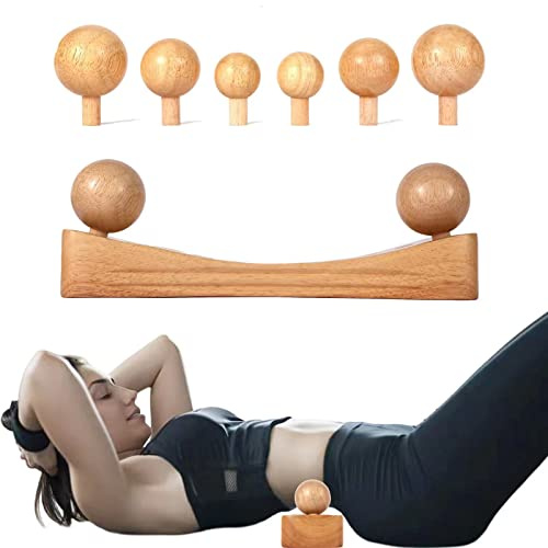 Psoas Muskelentfernungswerkzeug, Triggerpunkt-Massagegerät, Holztherapie-Massagewerkzeuge, Hüfthaken, Physiotherapie-Zubehör für Okipital, Kordus, Rücken, mit 6 verschiedenen Bällen