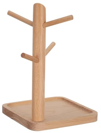 Angoily Entryway Key Holder Jewelry Storage Rack Wooden Key Tray Jewelry Display Holder with Cup Hook for Necklaces Rings Bracelets Watches Tabletop Home Organizer