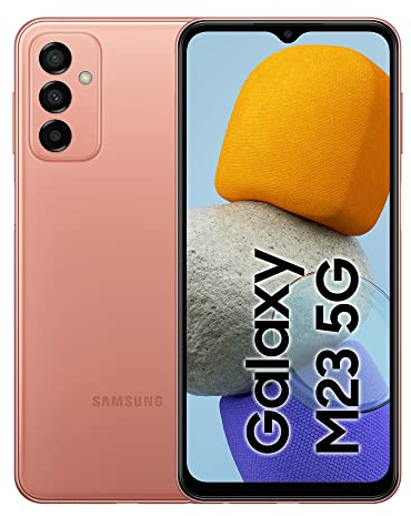 Samsung Galaxy M23 5G, Android Smartphone, 6,6 Zoll Infinity-V TFT Display, 5.000 mAh Akku, 4 GB RAM 128 GB Speicher, Dual-SIM, Orange Copper