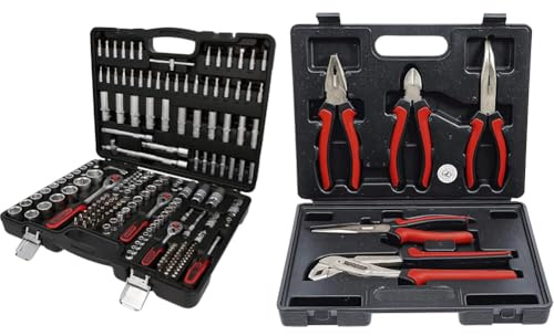 KS Tools 917.0779 1/4 Zoll + 3/8 Zoll + 1/2 Zoll Steckschlüssel-Satz | mit 3 Umschaltknarren, 72-Zahn | matt satiniert | 179-tlg. & BGS Do it yourself 330 | Zangen-Satz | 5-tlg.