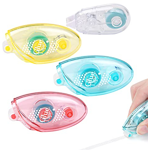 Vicloon Glue Roller, 4Pcs Adhesive Glue Tape Scrapbook Runner Tape Double Sided Tape Dispenser Permanent Adhesive Applicator Tape Pen for Crafting, Cards, Scrapbooking(5m*8mm 3Pcs, 5m*5mm 1Pc)