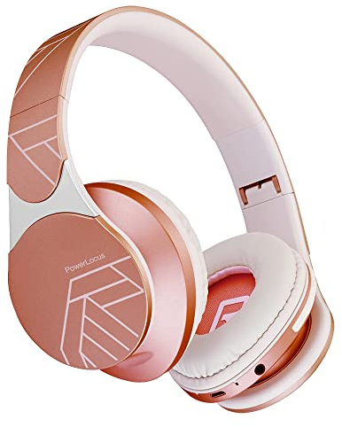 PowerLocus Bluetooth Headphones Over Ear, 40H Playtime Wireless Headphones, 4 EQ Music Modes, Headphones with Mic, Micro SD/TF, FM Radio, Foldable Lightweight Headphones for PC/Cell Phones/Travel
