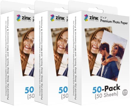Zink 5,1 x 7,6 cm Instant Photo Paper (150 Pack) Compatible with Polaroid Snap, Snap Touch, Zip and Mint Cameras and Printers