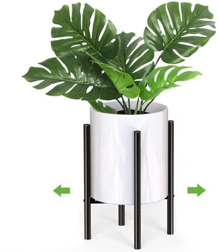 Mutool Adjustable Plant Stand, Metal Plant Stands Indoor Outdoor, Modern Plant Holders Plant Rack, Flower Stand Holder for 8-10 in Plant Pot, Black