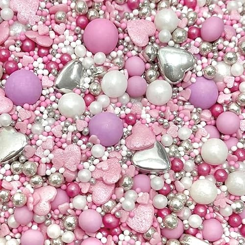 Mother's Day sprinkles pink lilac silver hearts white pastel purple cupcake cookies cake topper pearls 100s 1000s wedding engagement love anniversary decoration GALENTINES