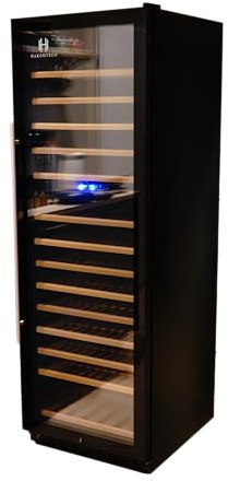 2 Zonen HAKOH Weinkühlschrank XL-S Flaschenkühlschrank 160-165 Weinflaschen Schwarz