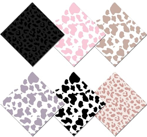 BHAHB 6 Stück Brillenputztücher,16 x 16cm wiederverwendbar brillenputztuch für Linsenbrillen und Bildschirme,Niedliches Design für Frauen (B1-Leopard)