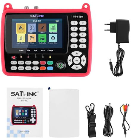 Digitale Satellitare Finder, rilevatore di segnale TV satellitare HD, misuratore di segnale digitale portatile, ST-5150 DVB-S2/T2/C COMBO HD, H.265 HEVC MPEG-4 4,3 pollici TFT LCD presa EU