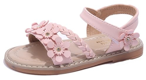 MINBEI Sandali Bambina Punta Aperta Sandalo Ragazze Estate Fiore Traspirante (Rosa, 27 EU)