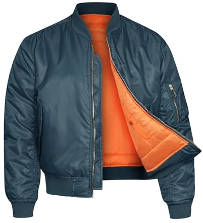 VINTIKA Bomber Jacket MA1 Classic US Air Force Pilot Flight Military Style Nylon Padded Coat - Navy - XL