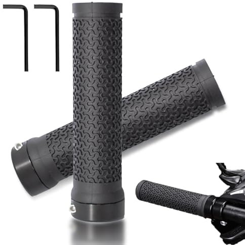 MOLHEM Bike Handlebar Grips - Non-Slip Mountain/BMX/Scooter Grips, Soft Rubber for Secure Grip, Includes 2 Allen Wrenches (MTB, Road Bikes)