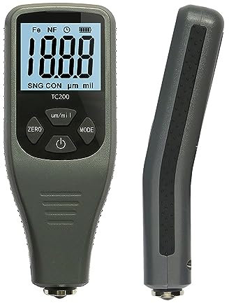 Lackdickenmessgerät, Digitales Schichtdickenmessge TC200 Beschichtungsdickenmessgerät 0,1 Mikron/0–1500 Autolack-Filmdickentester, Messwerkzeug für Autolack, Pulverbeschichtung, eloxiertes Alumi(Gris)
