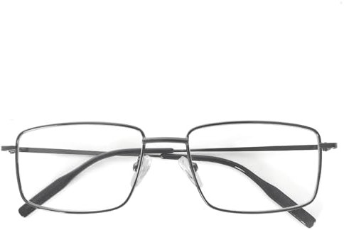 MMOWW Gafas de Lectura Hombres Anti Luz Azul Rectangular Metal Lente Clara Estilo Retro Gafas Ordenador (Gris, +1.5)