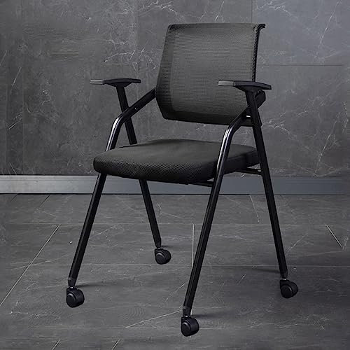 Ergonomischer Bürostuhl mit Rollen, zusammenklappbarer Netz-Stapelstuhl für Zuhause, Schule, Trainingsraum, Wartezimmer, bequeme Sessel für den Bürogebrauch