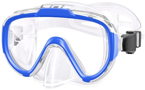 Zeligerstar Máscara de esnórquel para niños, máscara de buceo con vista panorámica de 180°, máscara de natación antivaho con lente de protección UV, gafas de natación antifugas para niños y niñas de 6