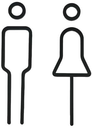 Tocone Acrilico WC Segno Targa Toilette Bagno Porta Targhetta Adesiva Segnaletica Simbolo Uomo e Donna Decorazione Domestica (Nero)