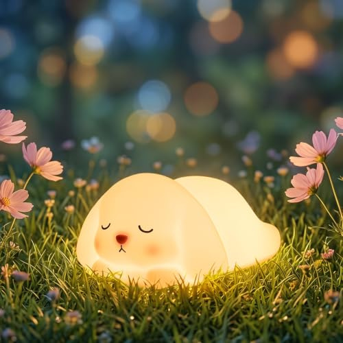 Tremdwoto Hase Nachtlicht für Kinderzimmer, 7 Farben wechselnde tragbare Touch-Lampe, USB aufladbare Silikon-Tier-Nachtlicht Geschenk für Baby Kinder Kinderzimmer Kleinkind Mädchen (bunny)