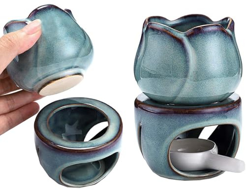 YouXiaor Lámpara Aromática de Verámica,Quemadores de Aceites Esenciales y Velas,Lámpara de Aroma Quemador de Aceite Esencial de Cera Derretida para Dormitorio,Sala de Estar,Oficina,Hotel