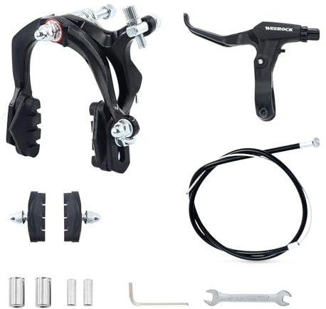 WEEROCK Front Bike Calip Brake, Front C Brake, Rim Brake with Left Aluminium Alloy Brake Lever, Bike Cable for Kids Bike, Child Bike, Student Bicycle, BMX，Beach Bike, Commuter Bike, Black