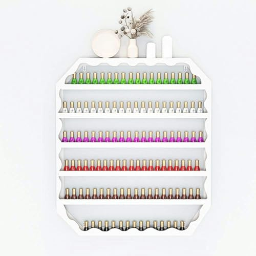 WTLONBF Scaffali Porta Smalto a Parete, espositore per Smalto in Metallo a 5 Ripiani, espositore per flaconi di Smalto per Salone di Bellezza, scaffale per Profumo di Rossetto (Bianco)