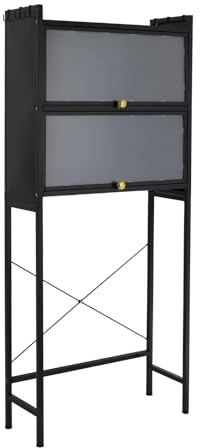 Treeisland Armario para lavadora, 70 x 25 x 167 cm, armario alto para cuarto de baño, armario independiente para baño, estante sobre lavadora, color negro