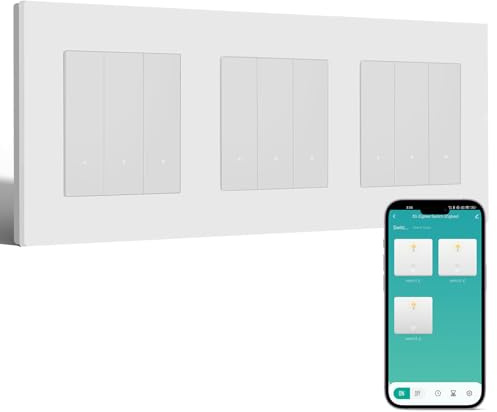 BSEED Smart Zigbee Interruptor 3 Gang 1 Vía Triple Compatible con Alexa y Google Home,Smart Interruptor Marco de PC con Función de Temporizador(Requiere Gateway Hub y Cable Neutro),Blanco