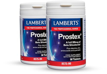 Pack Ahorro x2 | Lamberts Prostex, 90 Tabletas, con Beta-sitosterol 320mg, Vitaminas C, D3, E, Zinc, Quercetina y Aminoácidos, para Salud Prostática