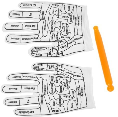 UKCOCO Guantes de Masaje de Manos de Fibra Elástica y Palo de Acupresión, Juego, Respirables y Duraderos, para Acupresión y Reflexología, Alivio de Fatiga en Casa, Uso Doméstico