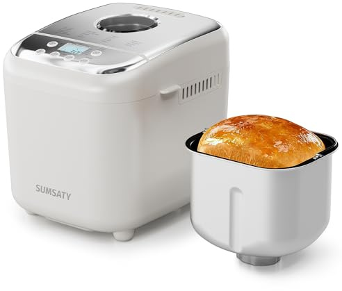 SUMSATY Bread Maker, 2.2LB 16-in-1 Bread Machine, Automatic Bread Maker Machine with Nonstick Pan & 15H Timer & 1H Keep Warm for Beginner, Breadmaker with Gluten-Free, French, Yogurt, Recipe
