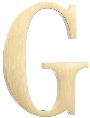 sourcing map Lettre de maison de 4,6 cm, plaque de porte autocollante en laiton pour boîte aux lettres, panneau d'adresse extérieur finition brossée pour bureau, hôtel, appartement, jardin (lettre G