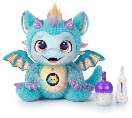 LITTLE LIVE PETS My Magical Dragon Skye, Dragon Toys for Kids 4-7 | 11.1-inch dragon stuffy with digital belly screen, 60+ sounds and reactions, plus bottle and thermometer accessories