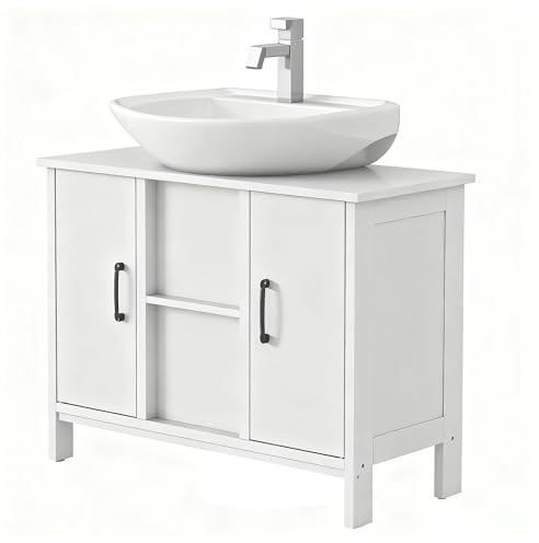 YITAHOME Armario de baño Debajo del Fregadero, Mueble de tocador sin Lavabo, Armario de baño con 2 Puertas, Estante Ajustable, 27.5 × 11.8 × 23.8 Pulgadas