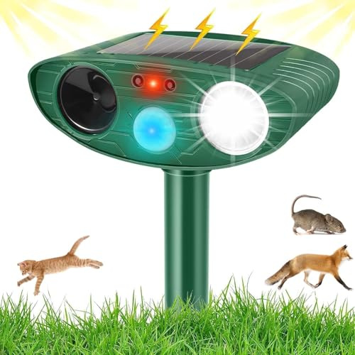 Katzenschreck für Garten Katzenschreck Ultraschall Wasserdicht mit LED-Blitz und PIR-Bewegungssensor Katzen Vertreiben Garten Tierabwehr wirksam gegen Katzen, Hunde, Vögel, Füchse, Ratten, Marder
