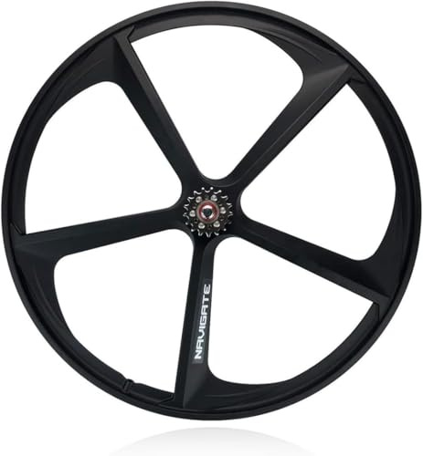 CUCKQUIC 700C Laufradsatz Schwarz 5 Speichen Fixie-Fahrrad-Laufradsatz Mag Fahrradfelgen Vorder- und Hinterrad 100/120 mm V-Brake für 23-28C Rennräder Rear