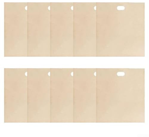 Återanvändbara brödrostspåsar 10-pack non-stick smörgåspåsar för brödrost Paninis värmebeständiga upp till 250 C beige 16 x 18 cm (17 x 19 cm)