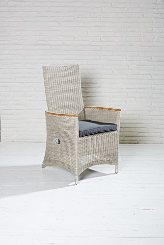 La Casa di Caesar 2er Set Positionsstuhl Chelsea White Cream Geflecht Polyrattan Gartenstuhl Gartensessel