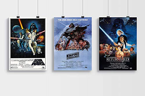 OMG Printing Star Wars Trilogy Poster-Set – Star Wars – Empire Strikes Back & Return Of The Jedi Poster/Druck/Bild Satin Fotopapier – A3-Set