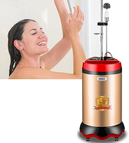 Scalda Acqua Elettrico Istantaneo Portatile e Pratico con Soffione Doccia 220V con Soffione e Lavabo, Inclusa Riscaldatore 2000W per Bagni Interni Ed Esterni (Color : A-Golden, Size : X-Large)